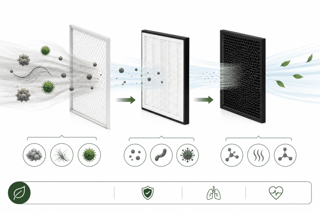 3-stage air filtration system cross-section