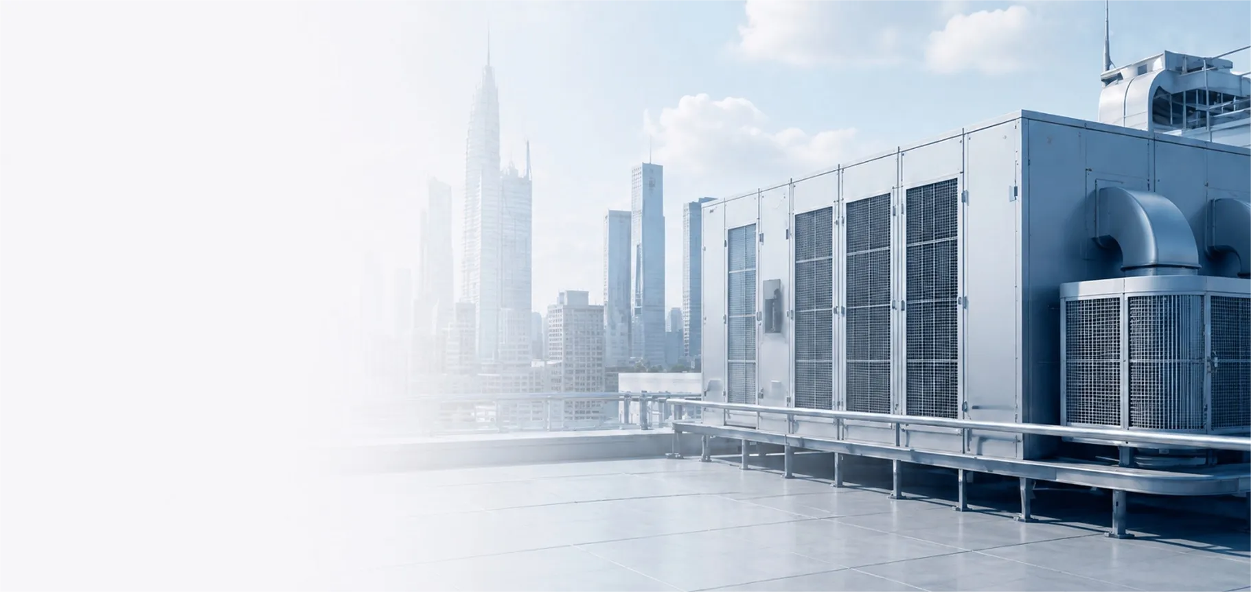 Commercial HVAC rooftop air handling and filtration equipment