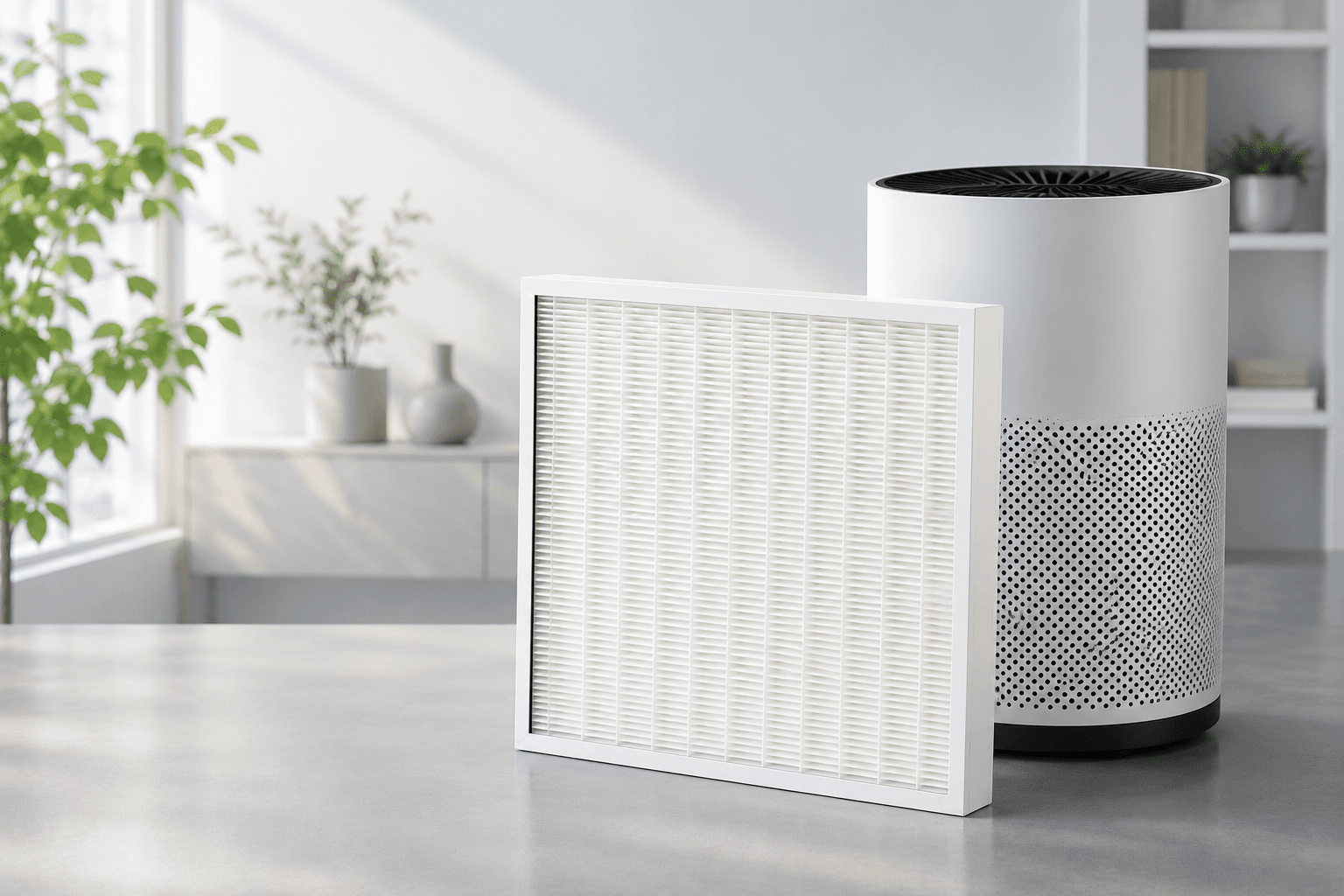 H13 medical grade HEPA filter cartridge showing dense pleated media