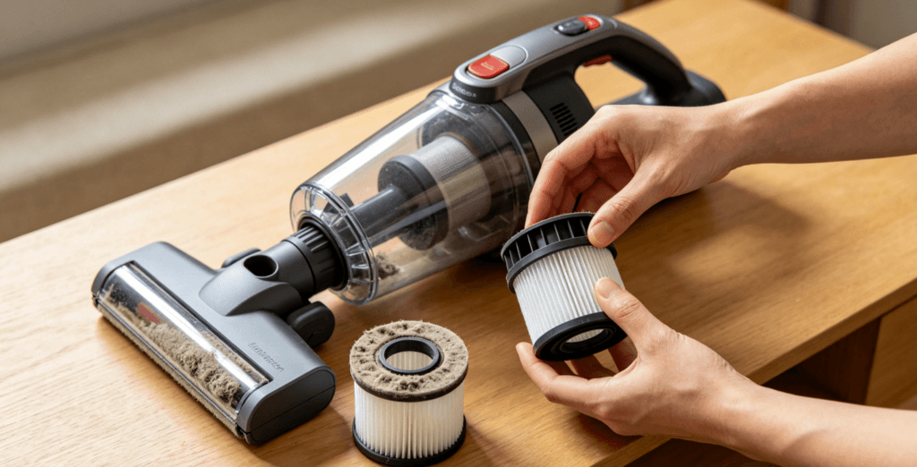 How often should a vacuum cleaner filter be replaced?