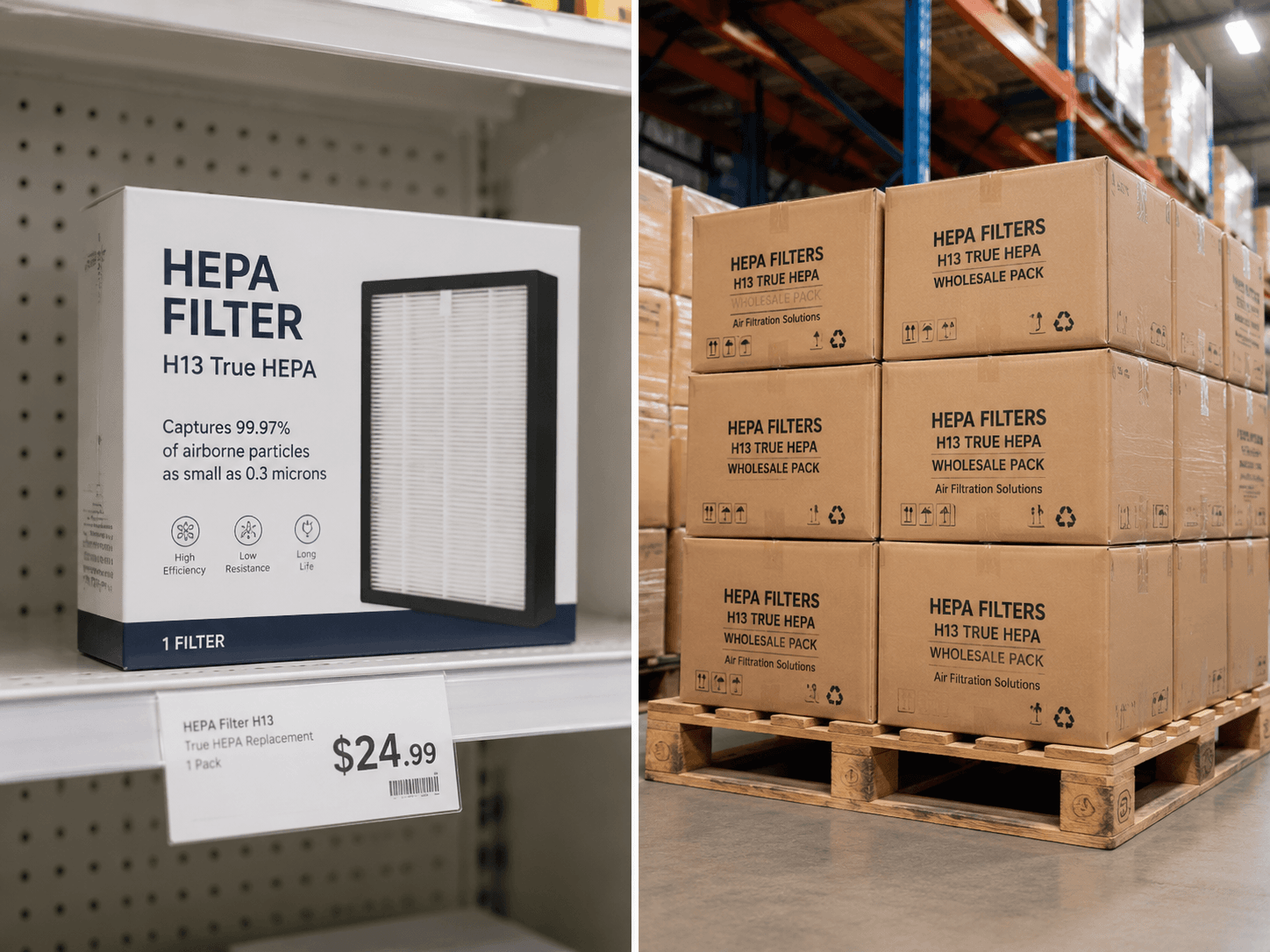 Retail HEPA filter packaging versus bulk