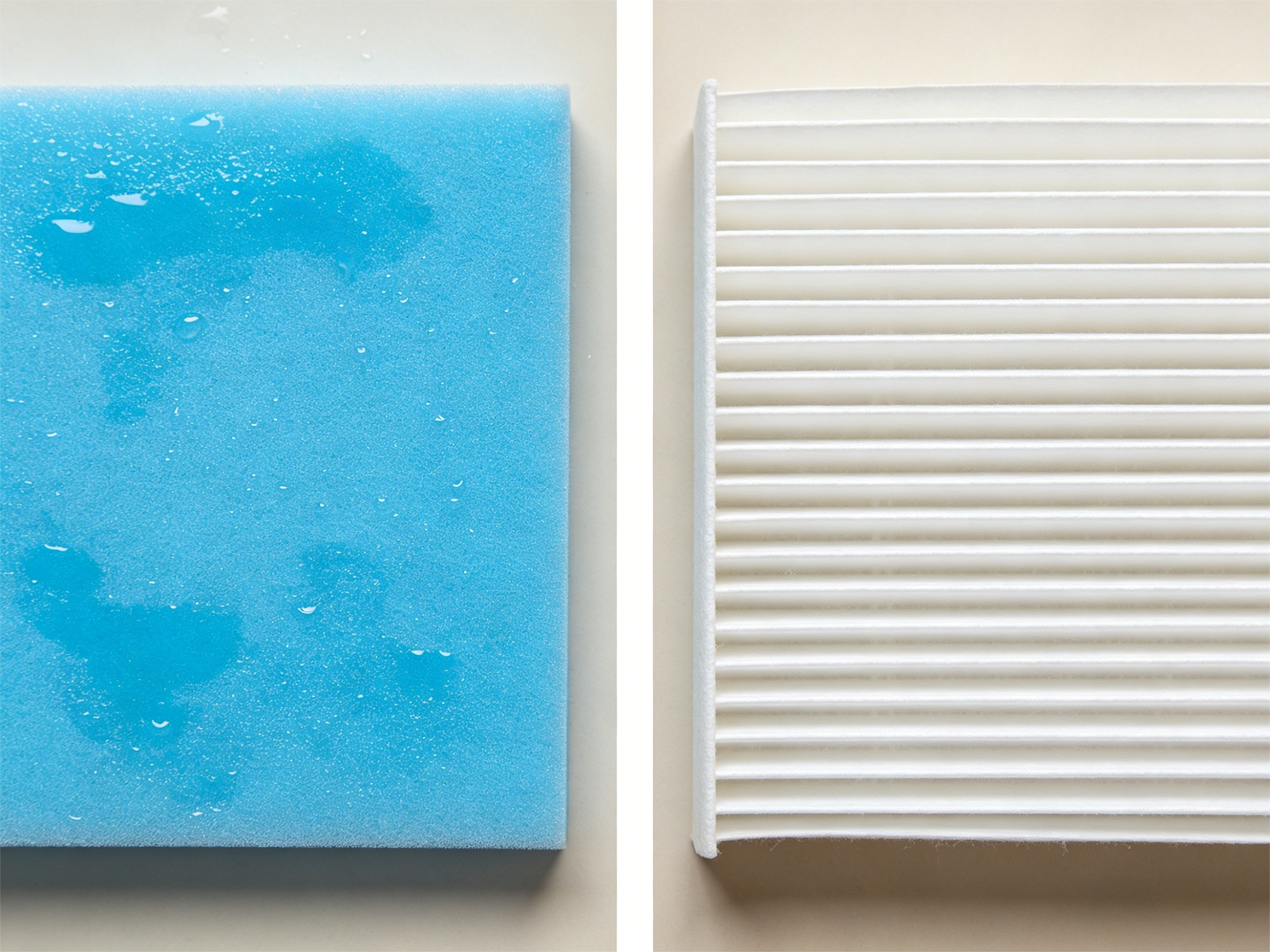 Боковое сравнение моющегося поролонового HEPA-фильтра и немоющегося бумажного HEPA-фильтра - HIFINE