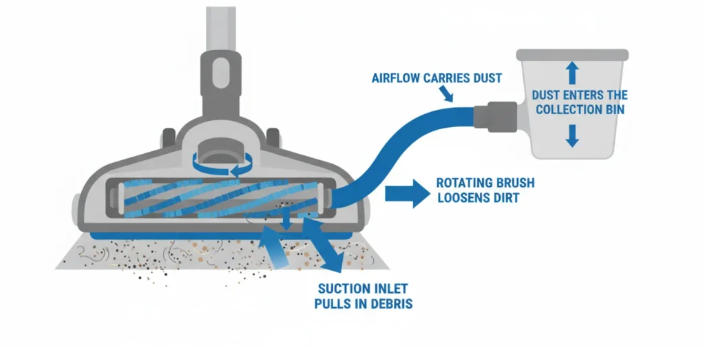 The working principle of vacuum cleaner floor brush explained